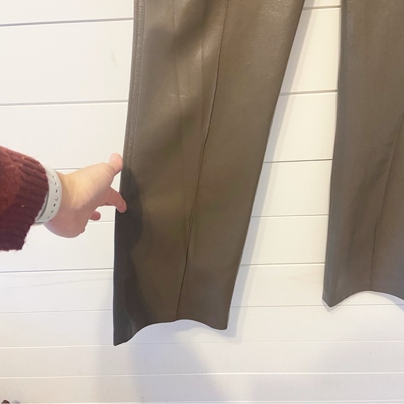 Nanushka |  Zoey Dark Brown High Waist Regenerated Leather Blend Trousers Small - Picture 11 of 16